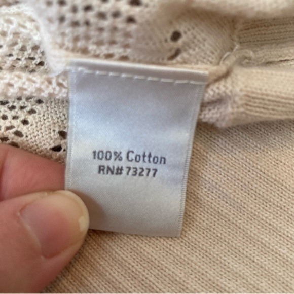 Lauren Conrad Long Cardigan Crochet Knit Cream Long Sleeve Buttons Women's Small - Picture 6 of 7